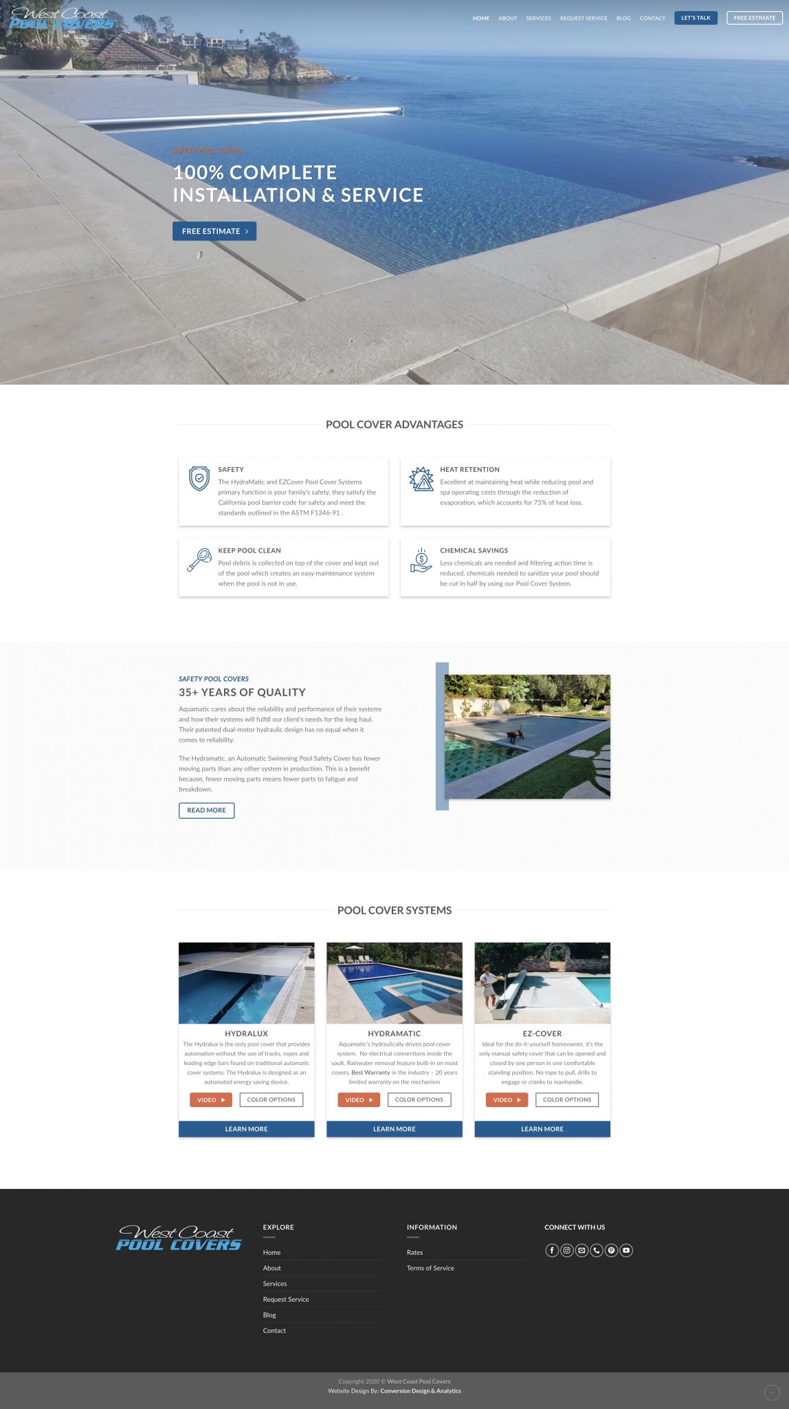 pool cover service website design